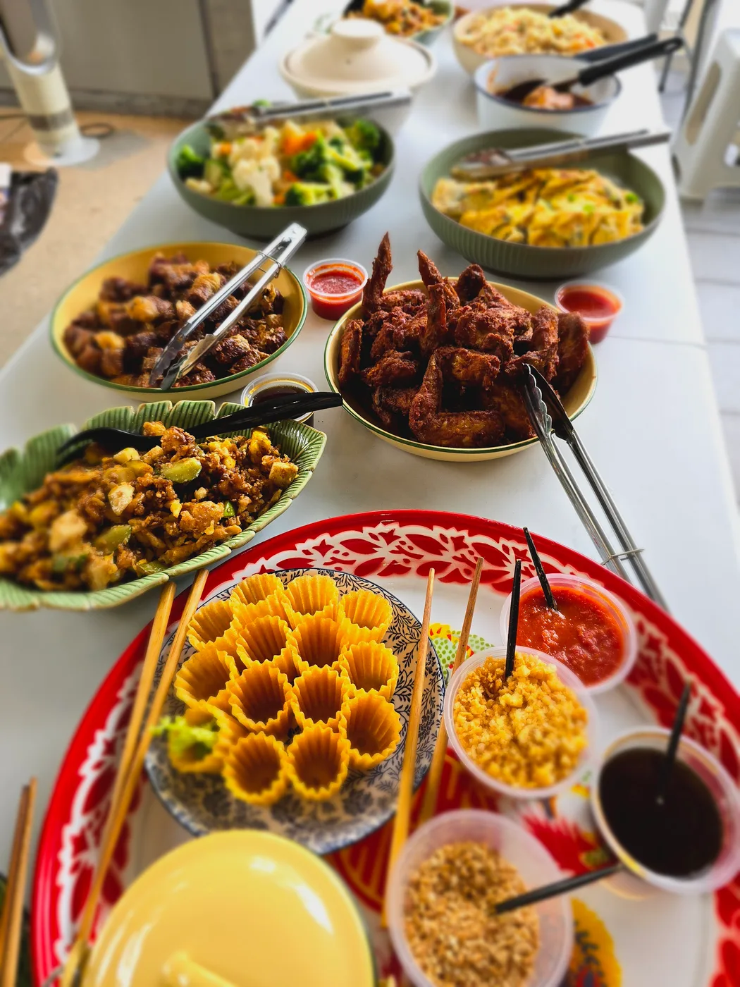 Buffet line at a house event